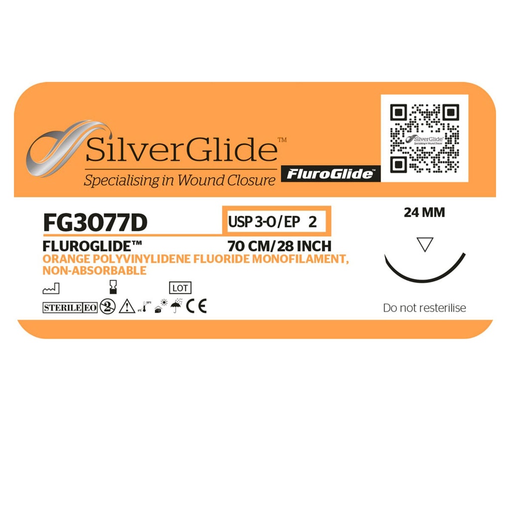 Sutur FG3077D Orange Polyvinylidenflourid, 36 st.