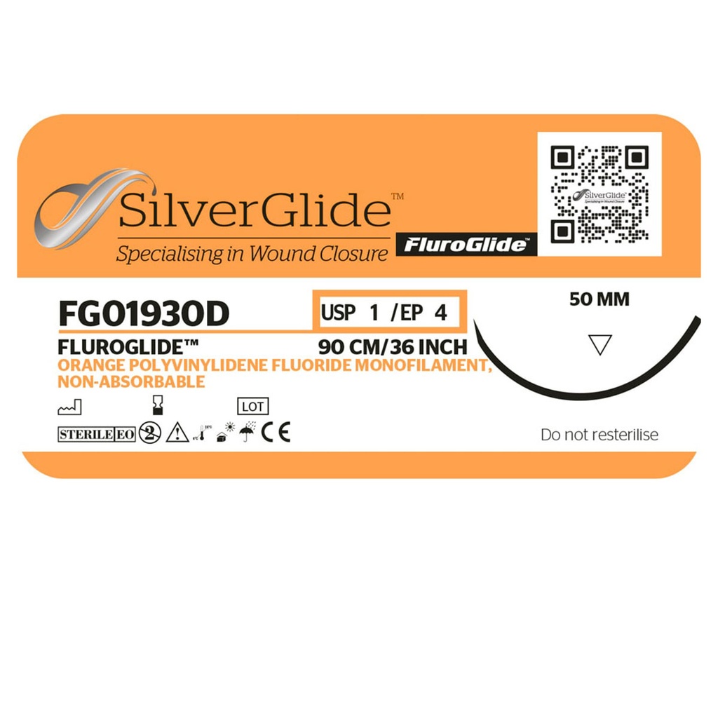 Sutur FG01930D Orange polyvinylidenflourid, 24 st.
